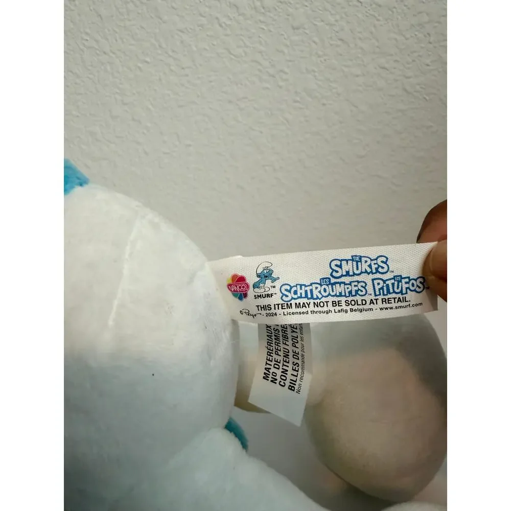 Nanco The Smurfs Plush Blue Smurf Holding Present Christmas w/ Tags